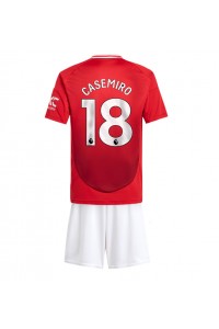 Fotbalové Dres Manchester United Casemiro #18 Dětské Domácí Oblečení 2024-25 Krátký Rukáv (+ trenýrky)